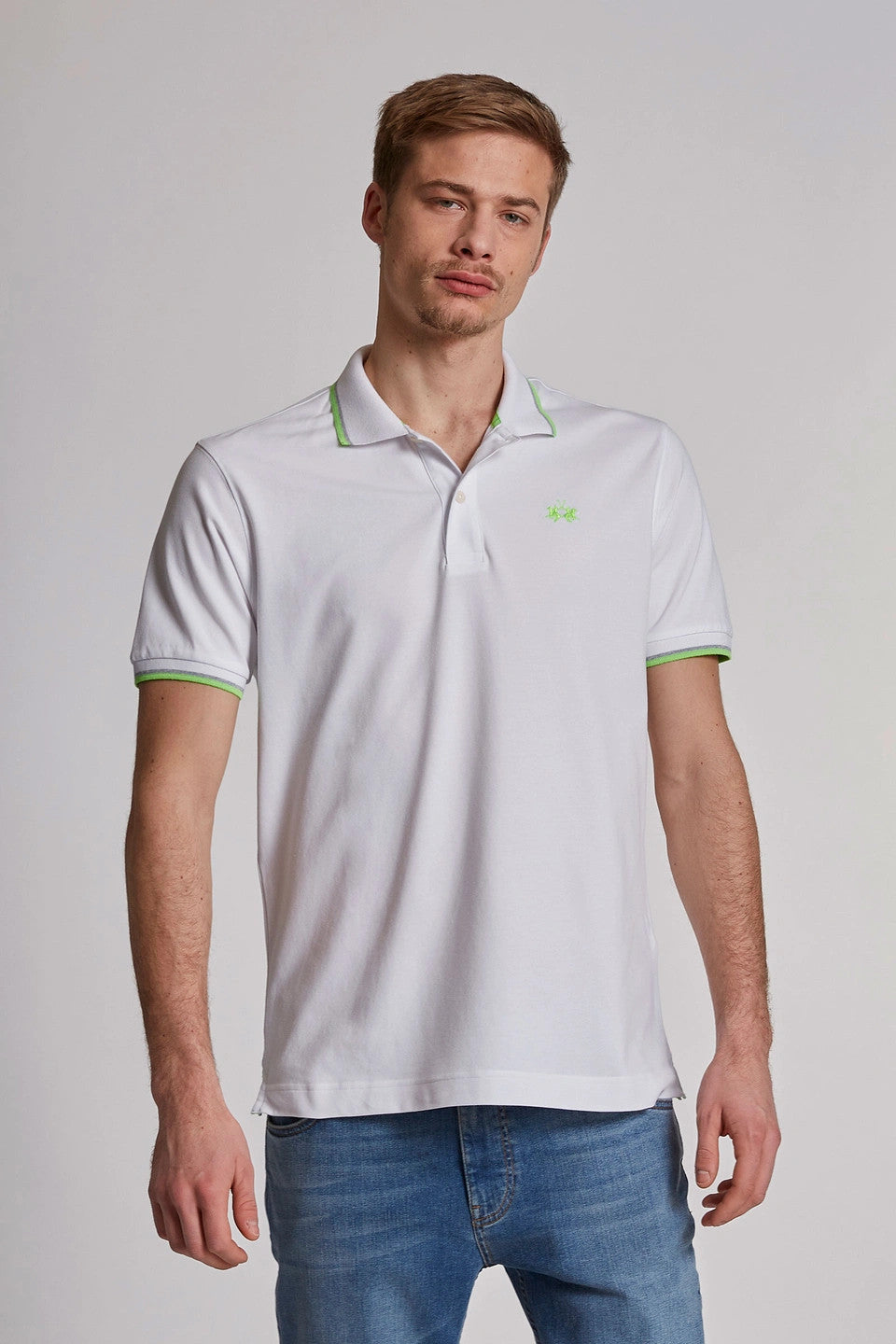 La Martina Polo Uomo Piqué Di Cotone Stretch Fit Regular Bianco