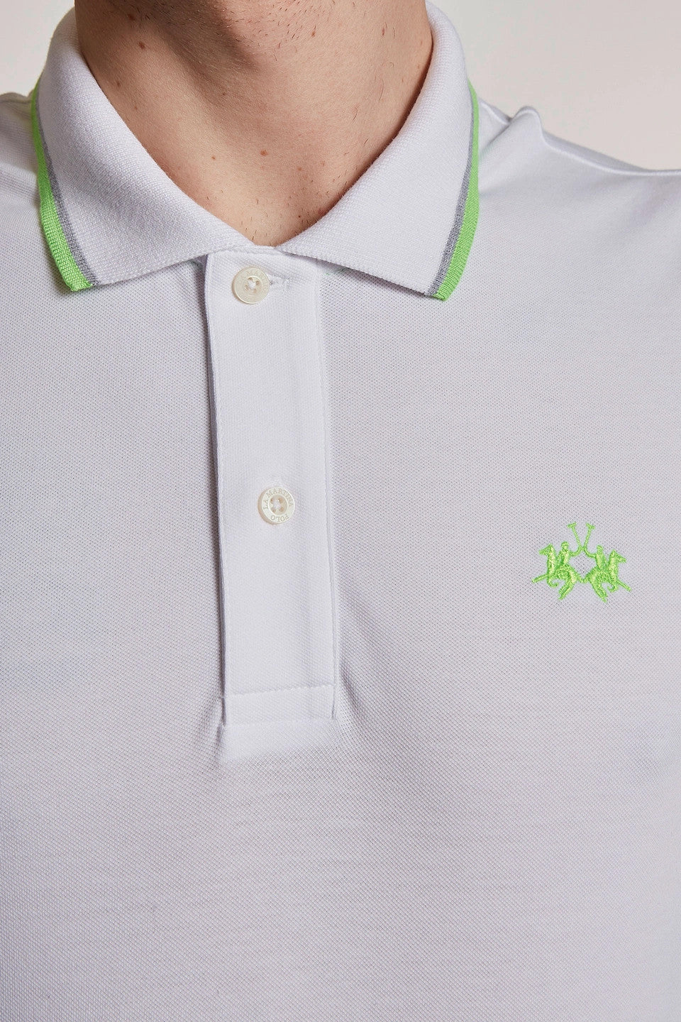 La Martina Polo Uomo Piqué Di Cotone Stretch Fit Regular Bianco