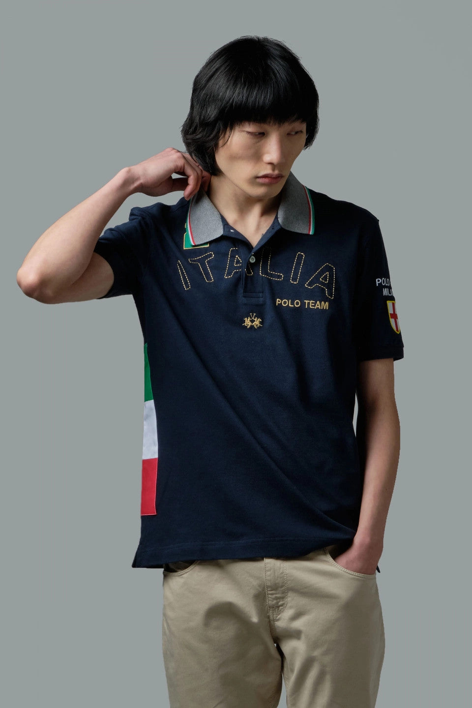 La Martina Polo Uomo Piqué Di Cotone Stretch Fit Regular Blu Scuro