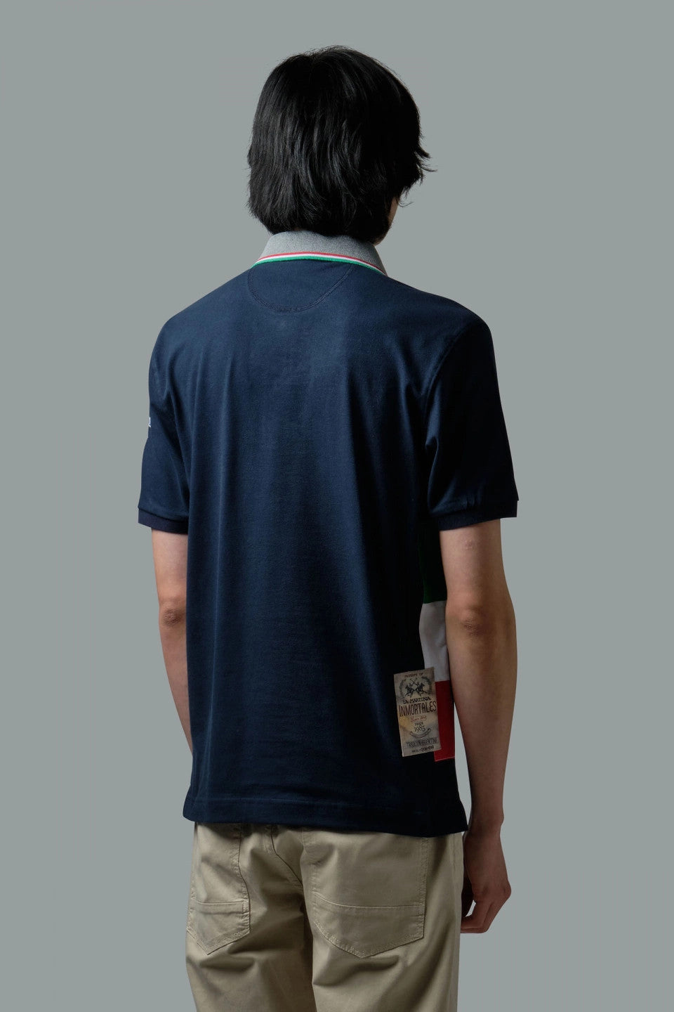 La Martina Polo Uomo Piqué Di Cotone Stretch Fit Regular Blu Scuro