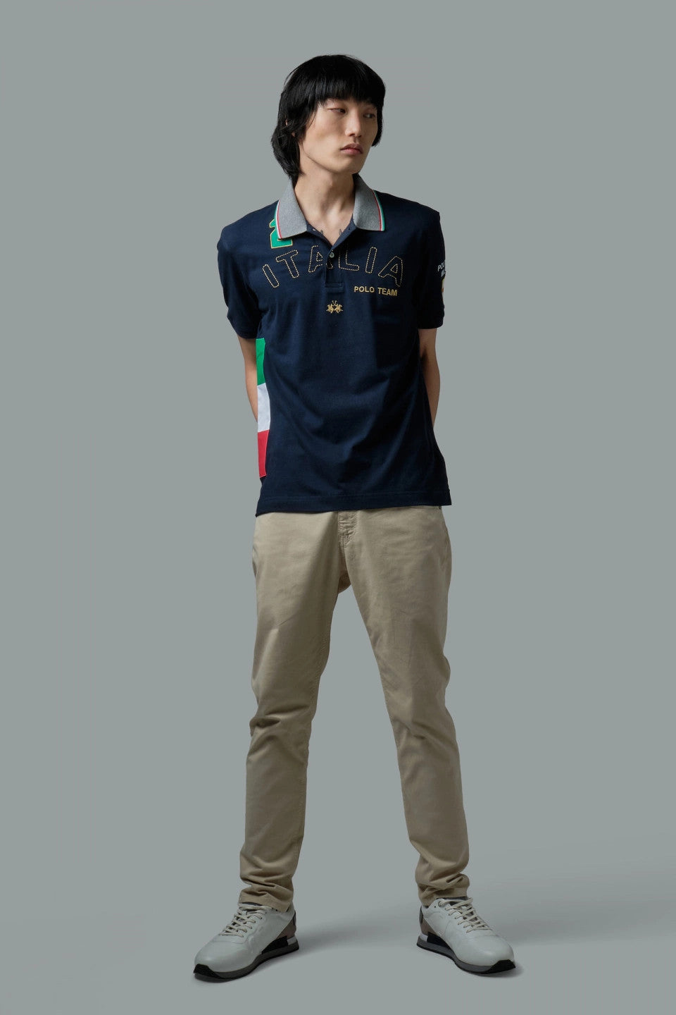 La Martina Polo Uomo Piqué Di Cotone Stretch Fit Regular Blu Scuro