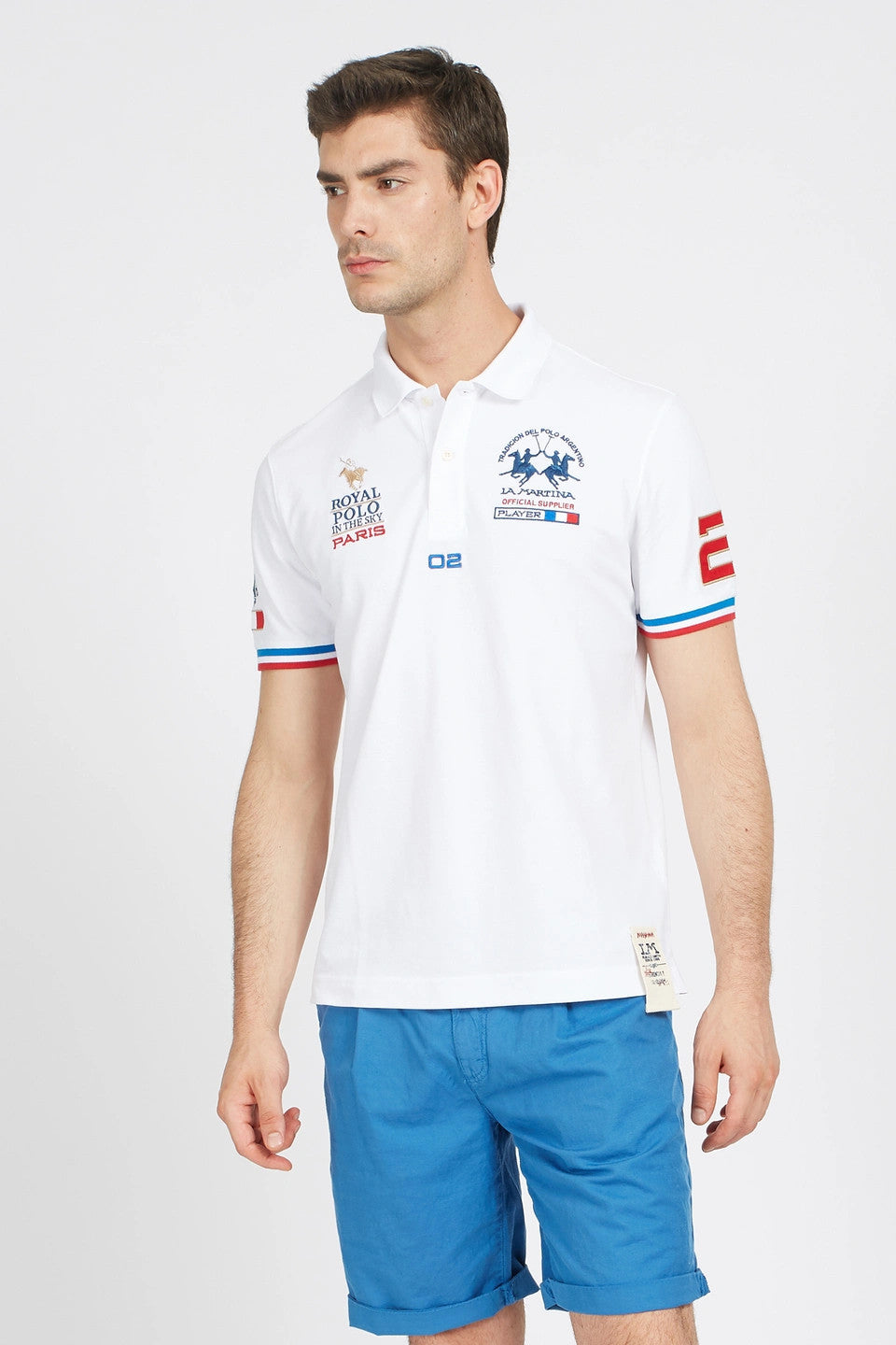La Martina Polo Uomo Valerio Piqué Di Cotone Stretch Fit Regular Bianco