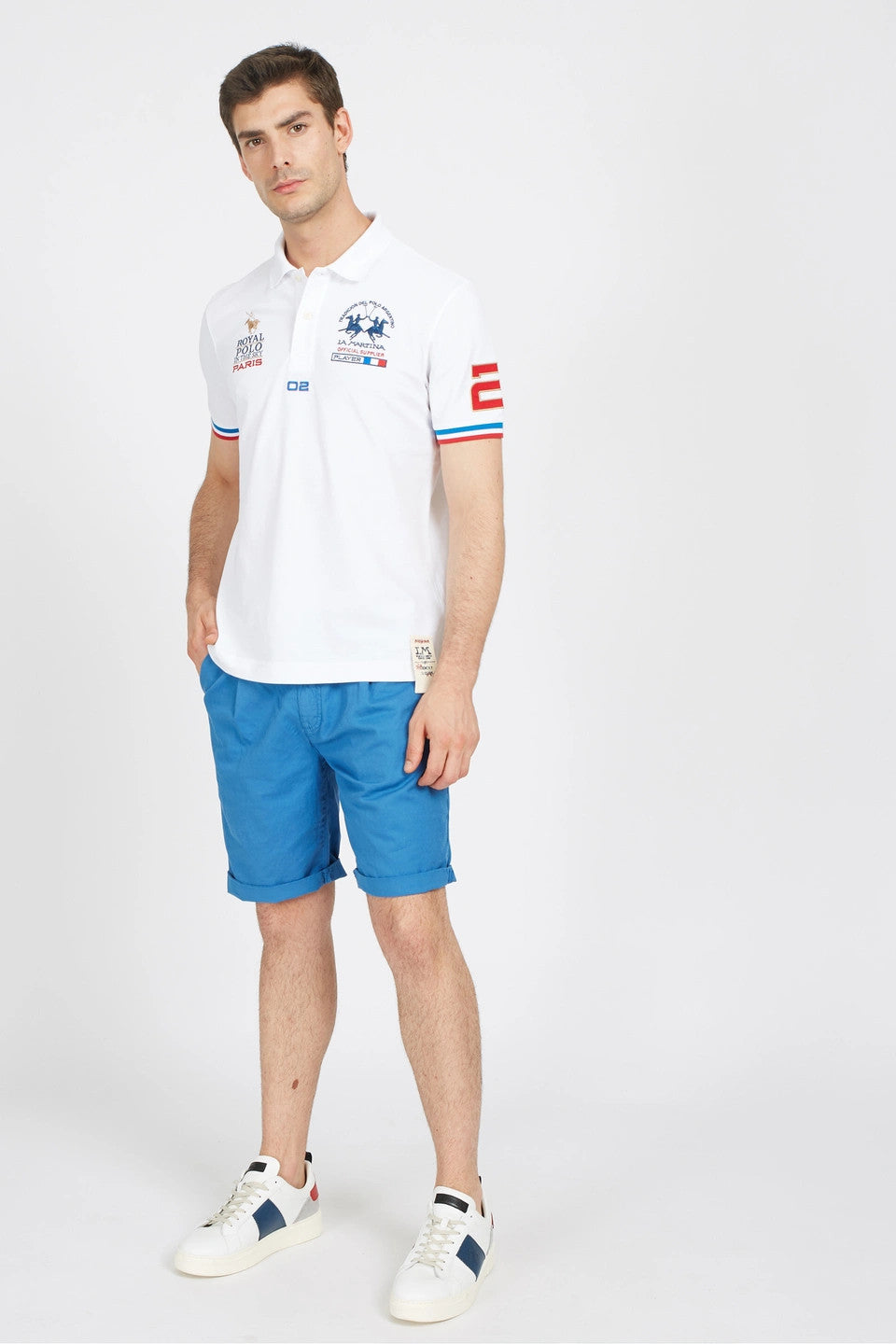La Martina Polo Uomo Valerio Piqué Di Cotone Stretch Fit Regular Bianco