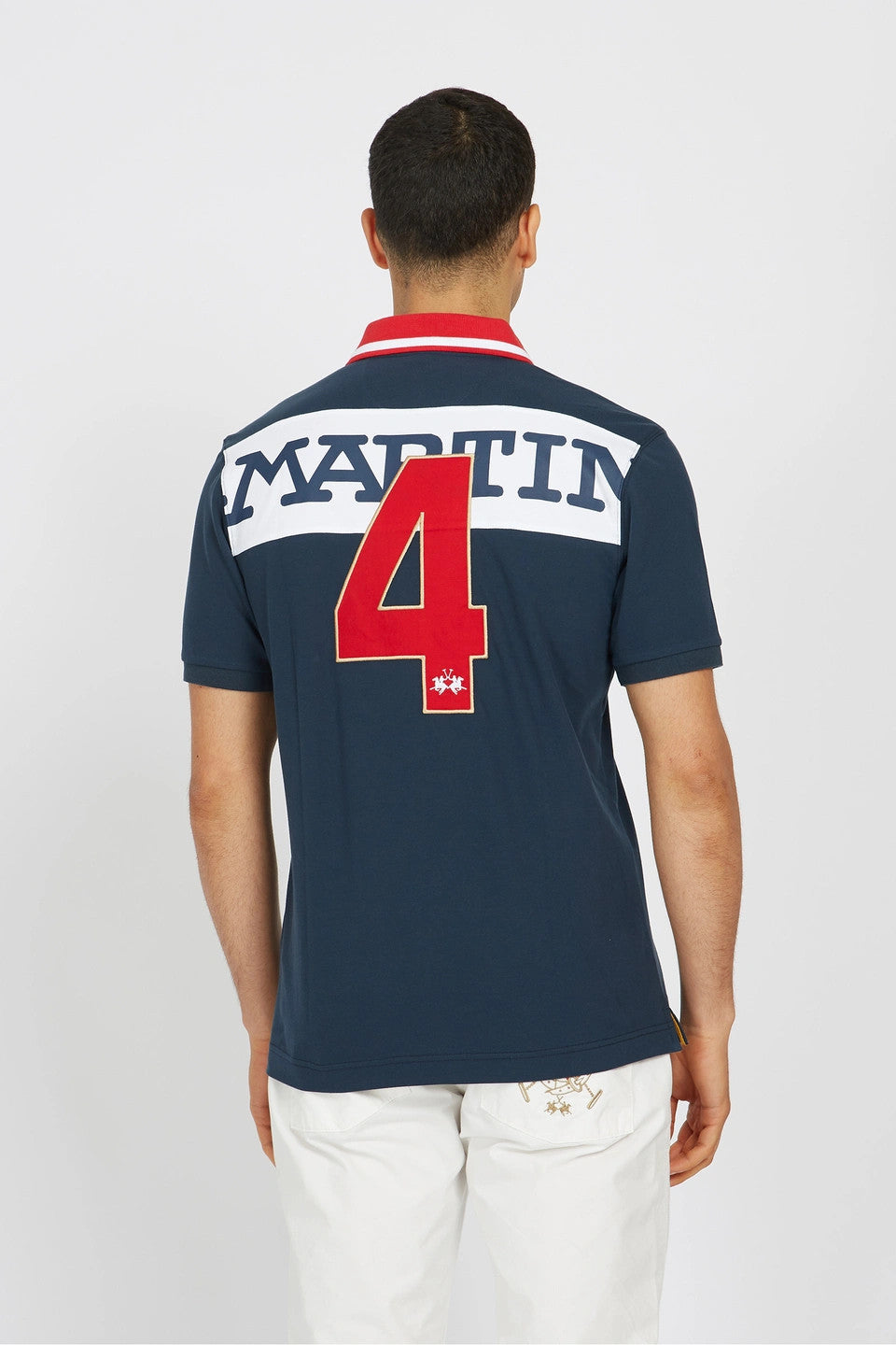 La Martina Polo Uomo Van Piqué Di Cotone Stretch Fit Regular Blu Scuro