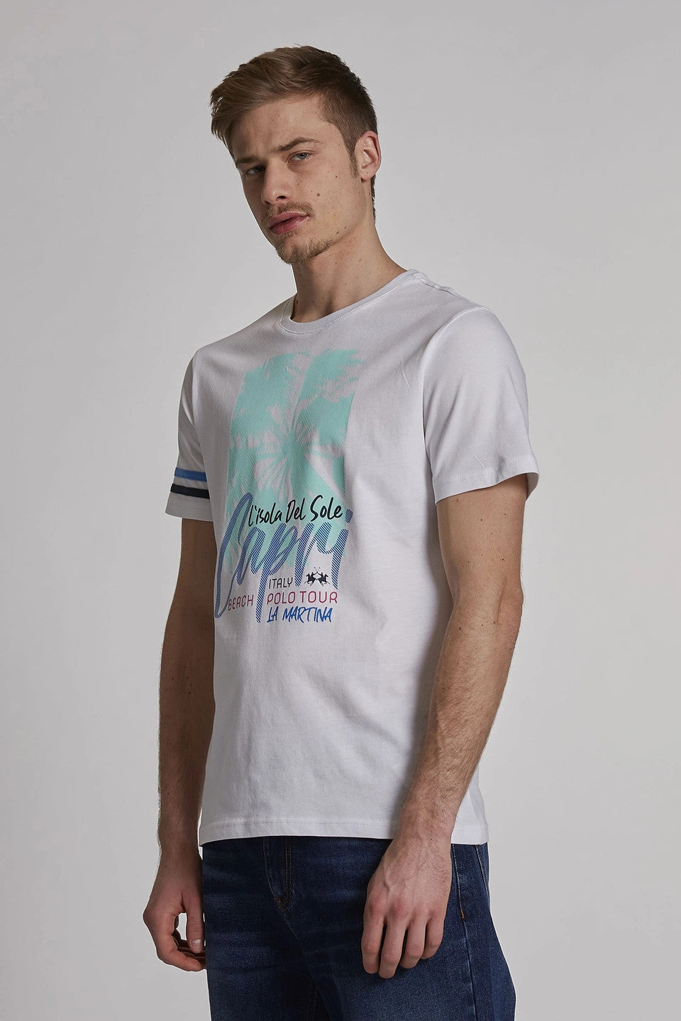 La Martina T-Shirt Uomo Cotone Fit Regular Bianco