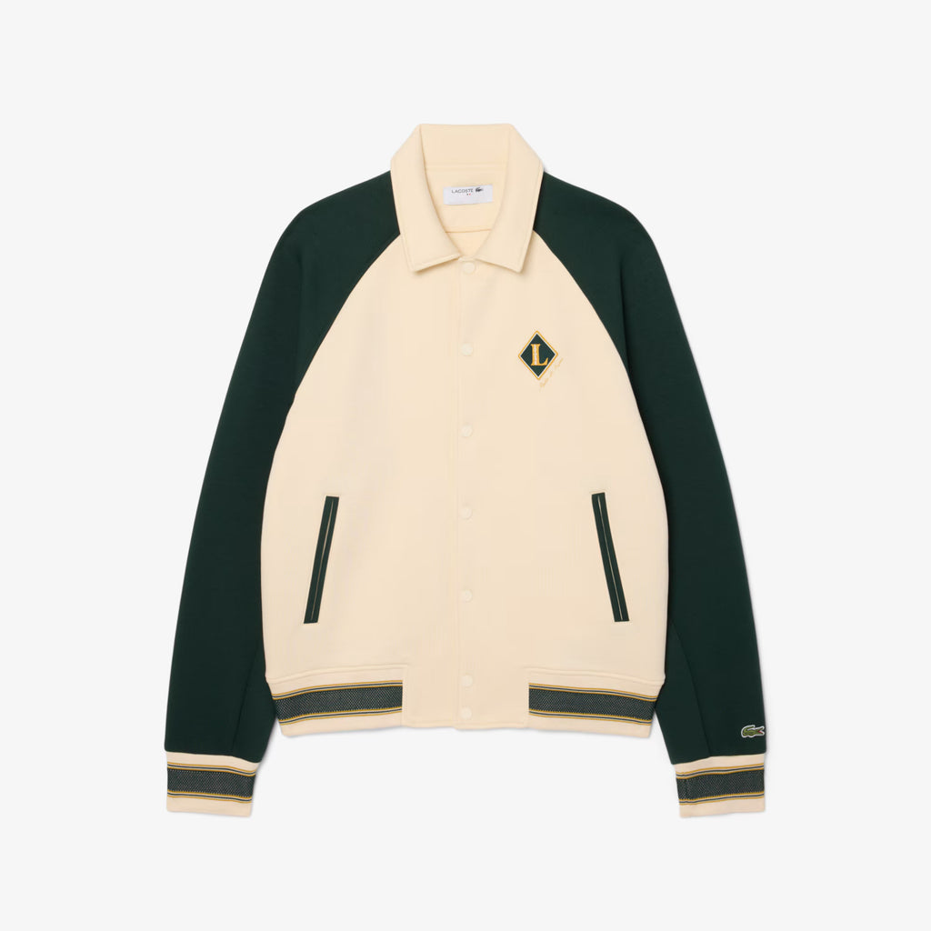 Lacoste Blusotto Uomo Misto Cotone Avorio E Verde