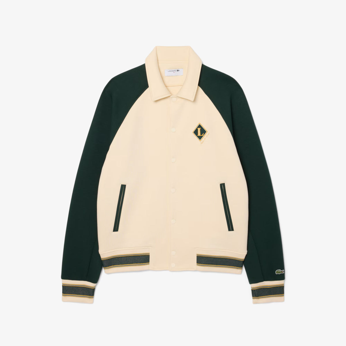 Lacoste Blusotto Uomo Misto Cotone Avorio E Verde