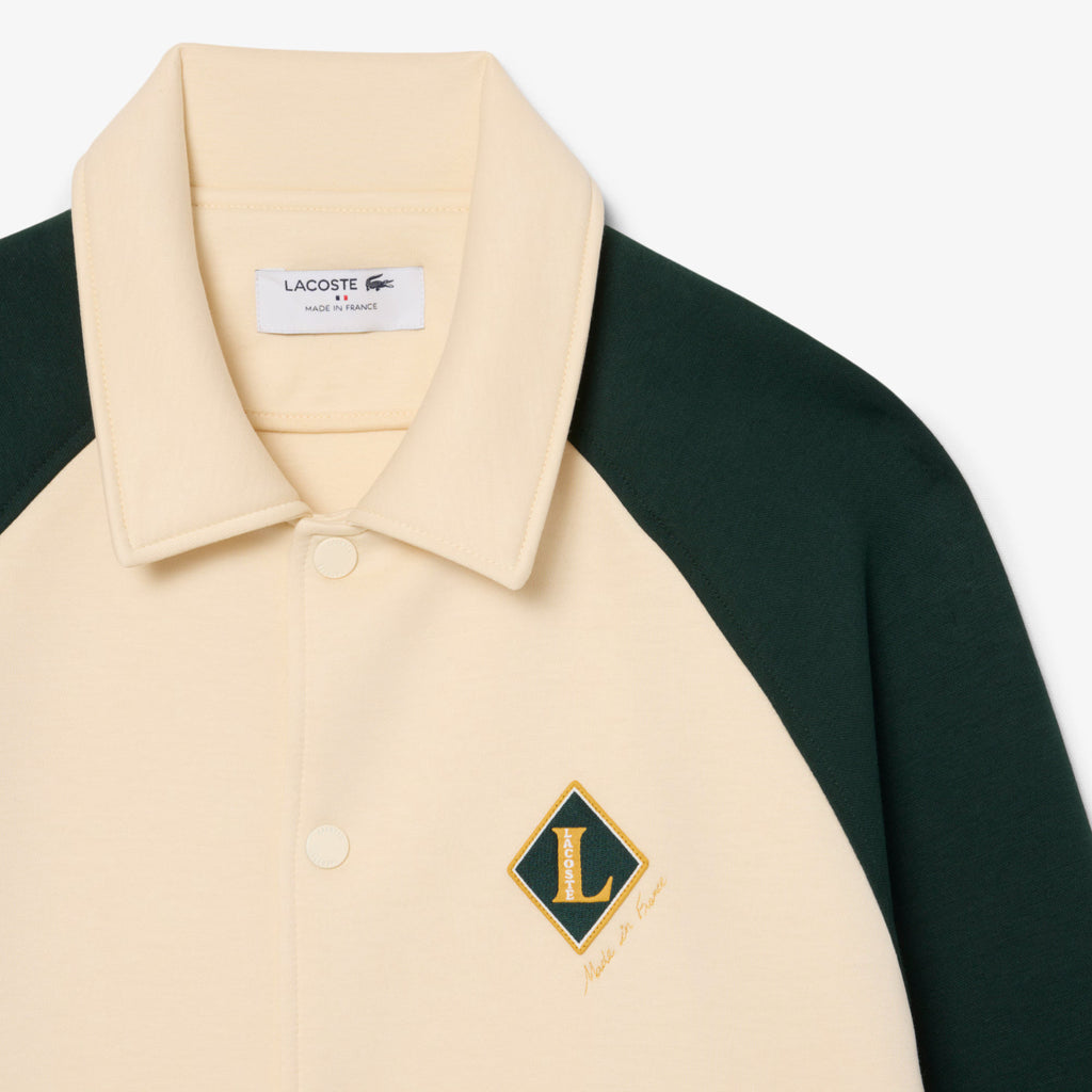 Lacoste Blusotto Uomo Misto Cotone Avorio E Verde