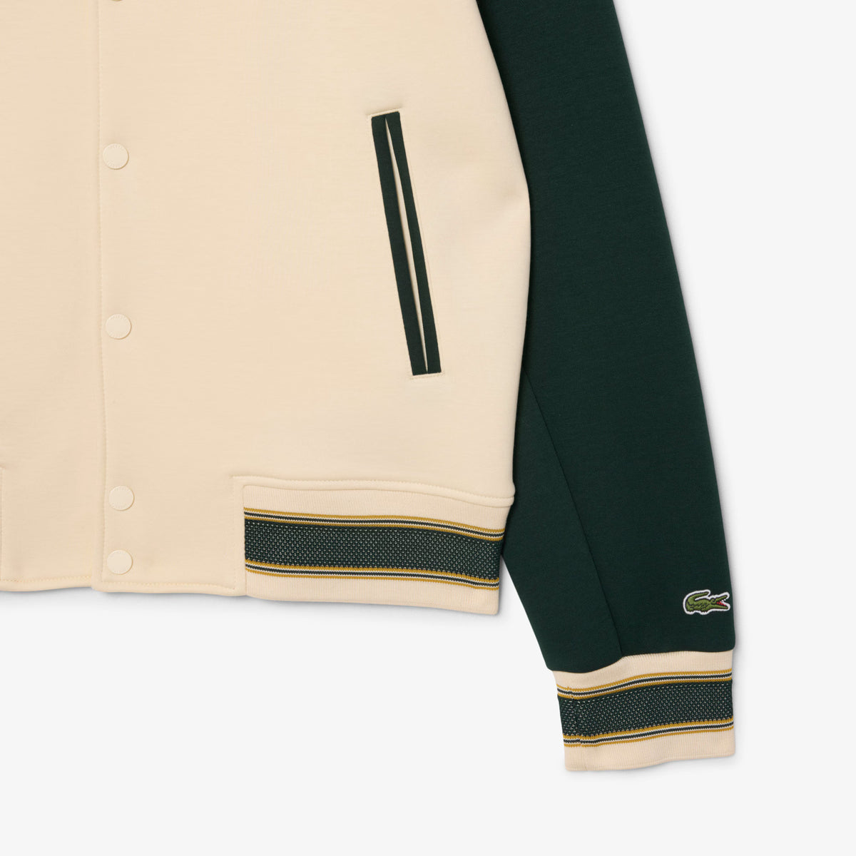 Lacoste Blusotto Uomo Misto Cotone Avorio E Verde