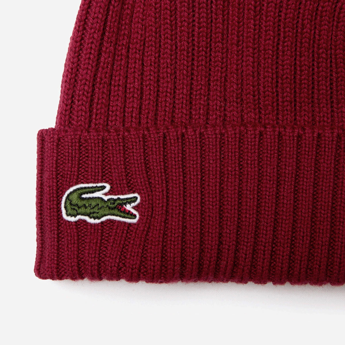 Lacoste Cappello Unisex Lana a Costine Bordeaux