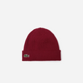 Lacoste Cappello Unisex Lana a Costine Bordeaux