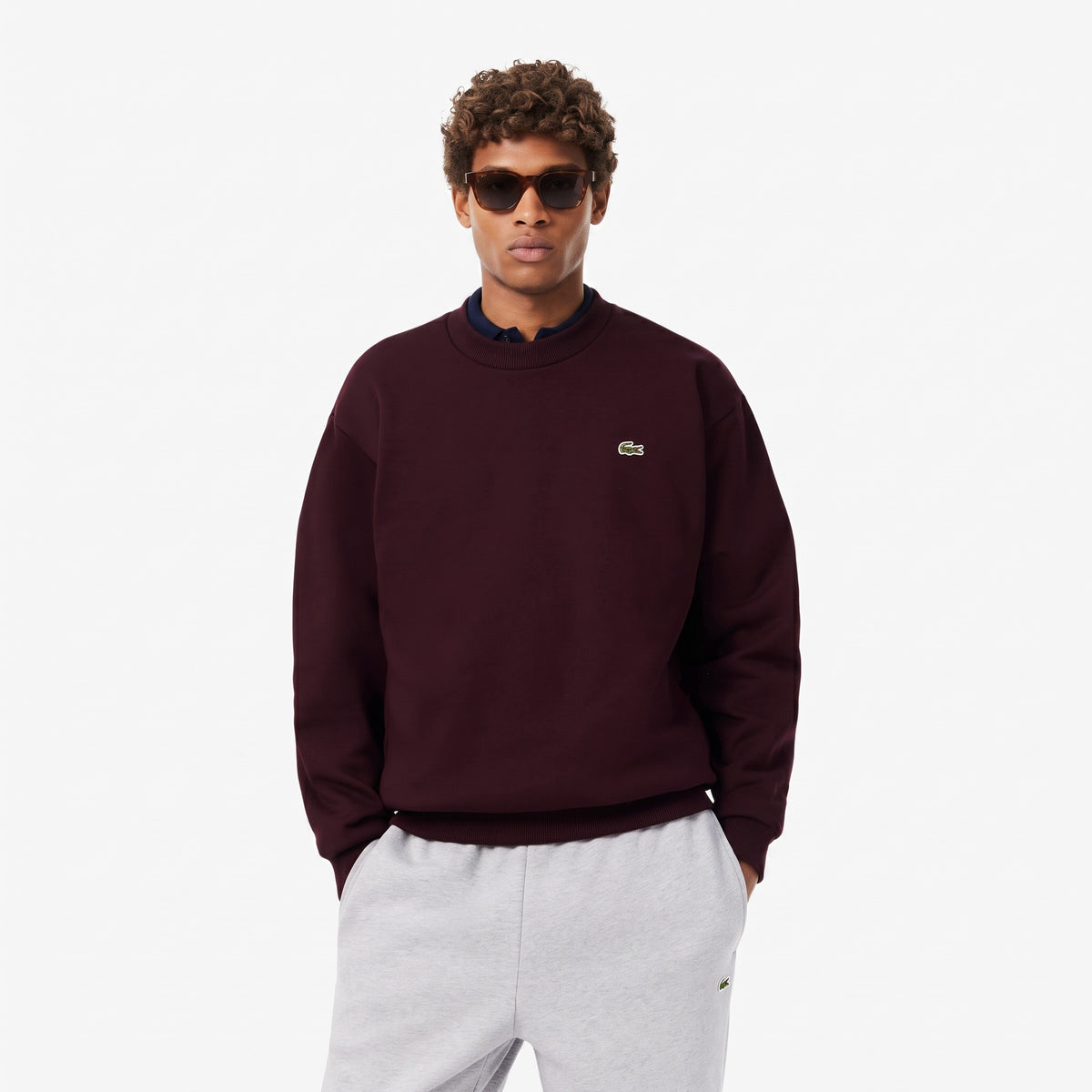 Lacoste Felpa Uomo Misto Cotone Bordeaux