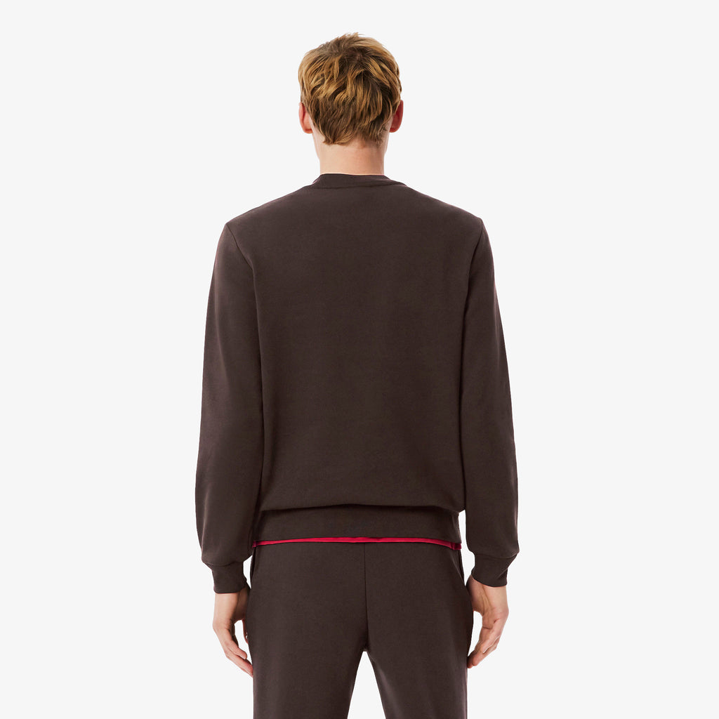 Lacoste Felpa Uomo Misto Cotone Marrone Scuro
