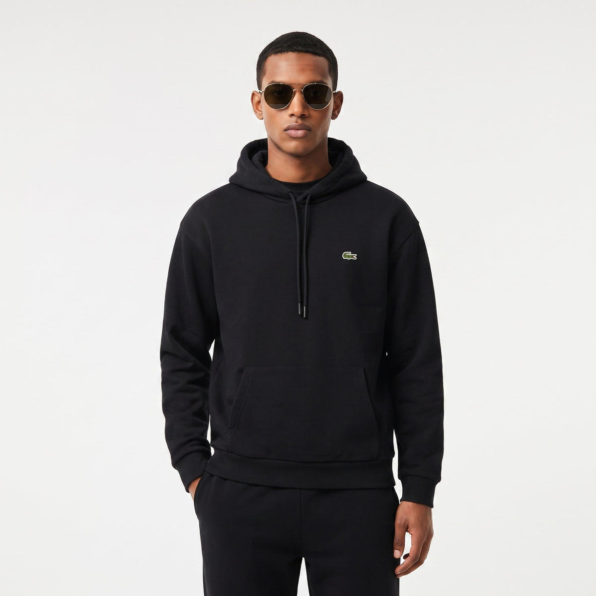 Lacoste Felpa Uomo Misto Cotone Nero