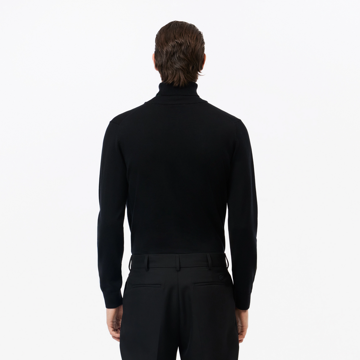 Lacoste Maglia Uomo Collo Alto Lana Merino Nero
