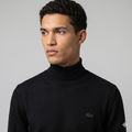 Lacoste Maglia Uomo Collo Alto Lana Merino Nero