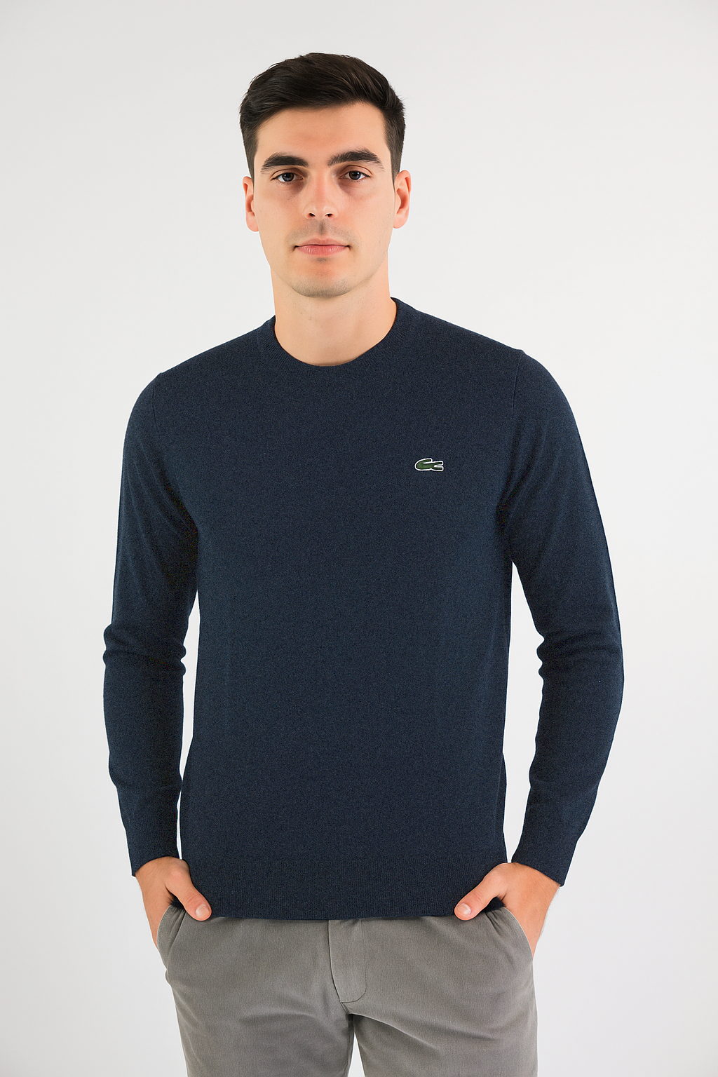 Lacoste Maglia Uomo Girocollo Misto Lana Blu