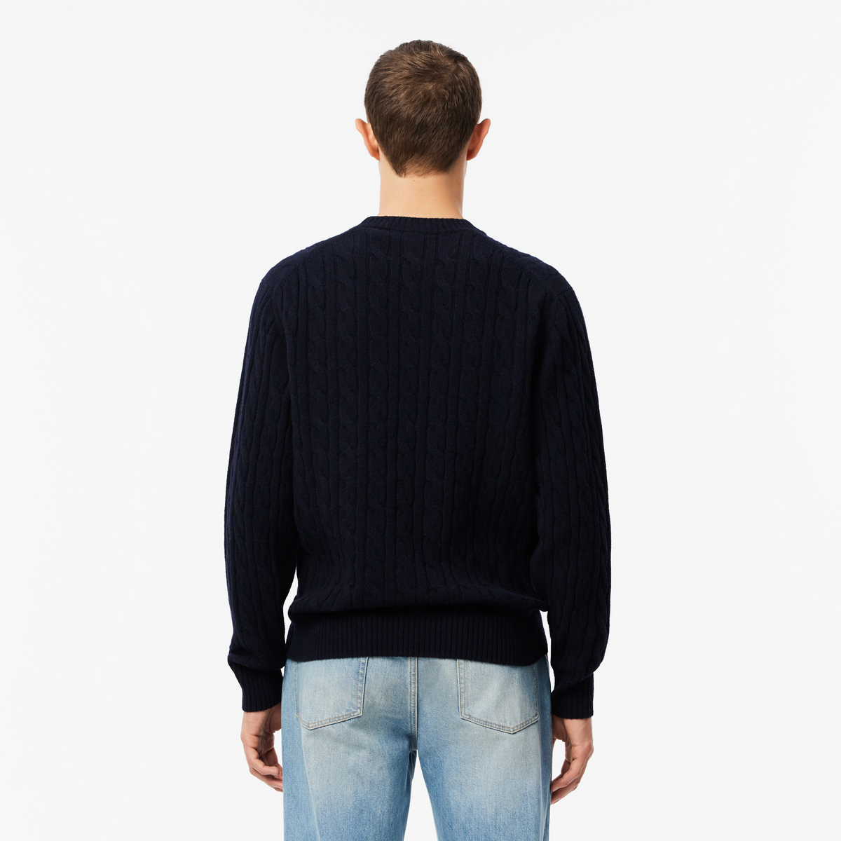 Lacoste Maglia Uomo Lana Con Trecce Blu Scuro