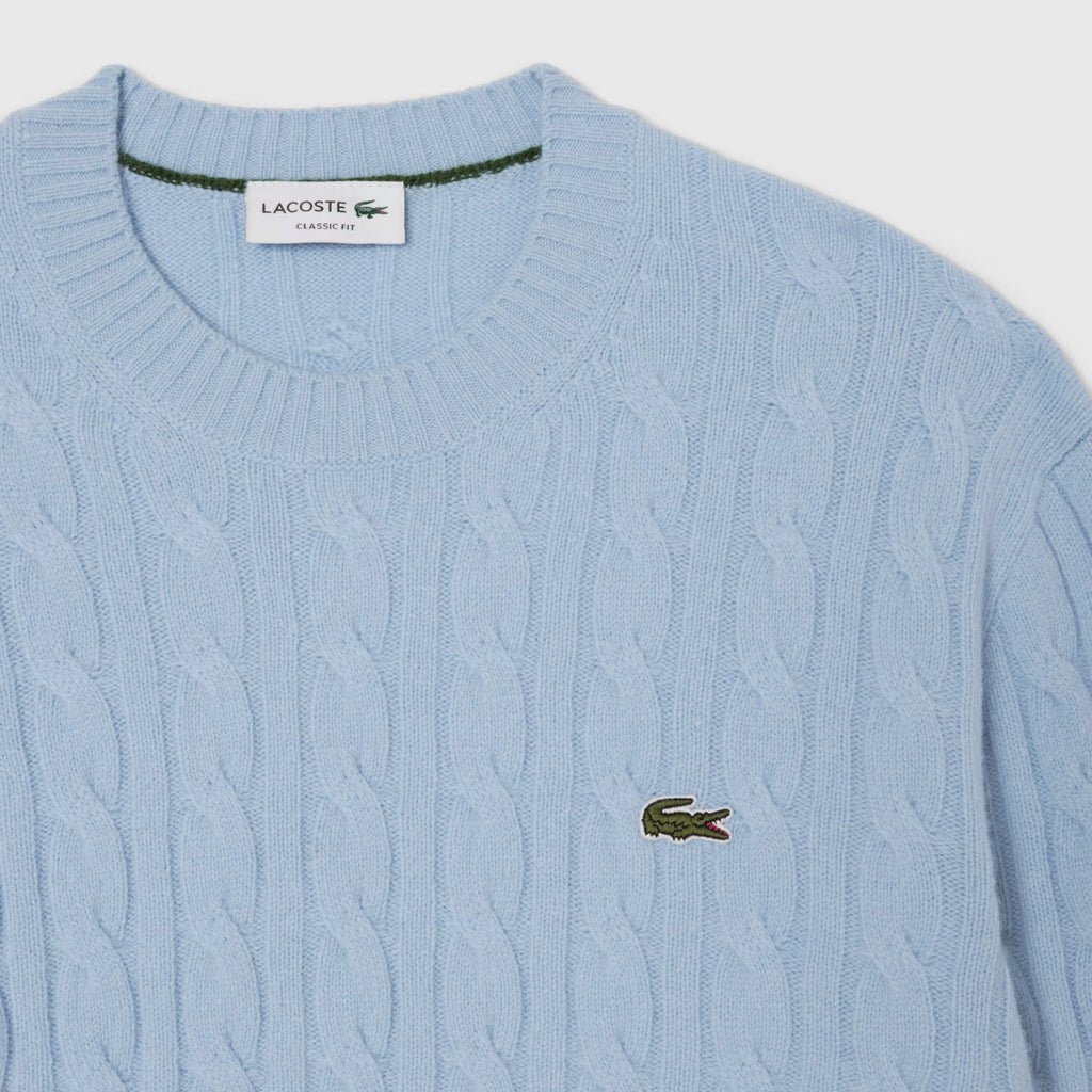 Lacoste Maglia Uomo Lana Con Trecce Celeste Polvere