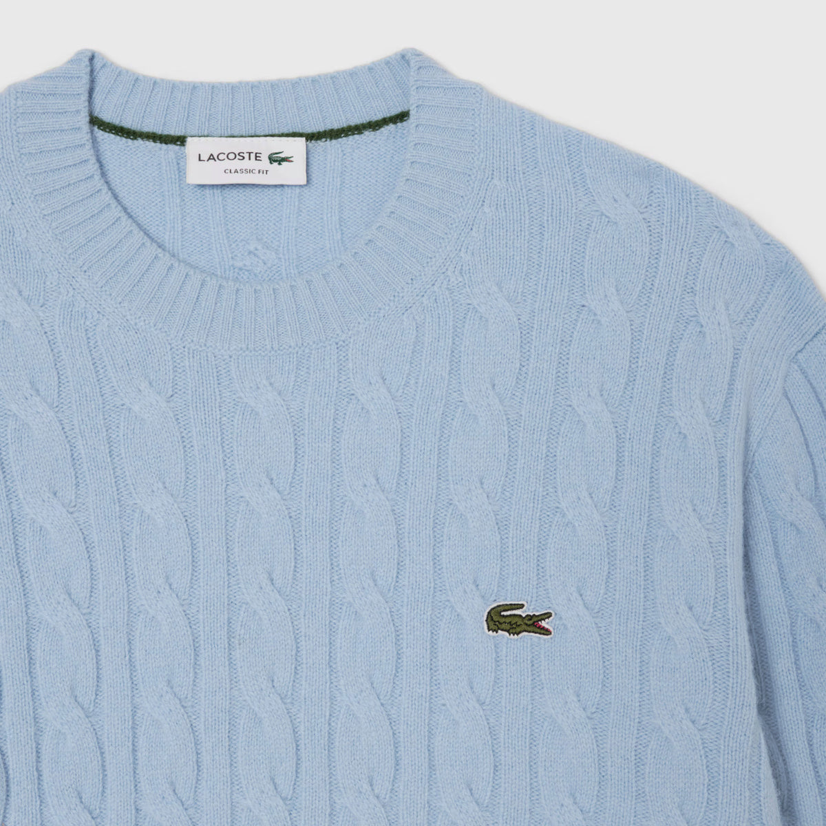 Lacoste Maglia Uomo Lana Con Trecce Celeste Polvere