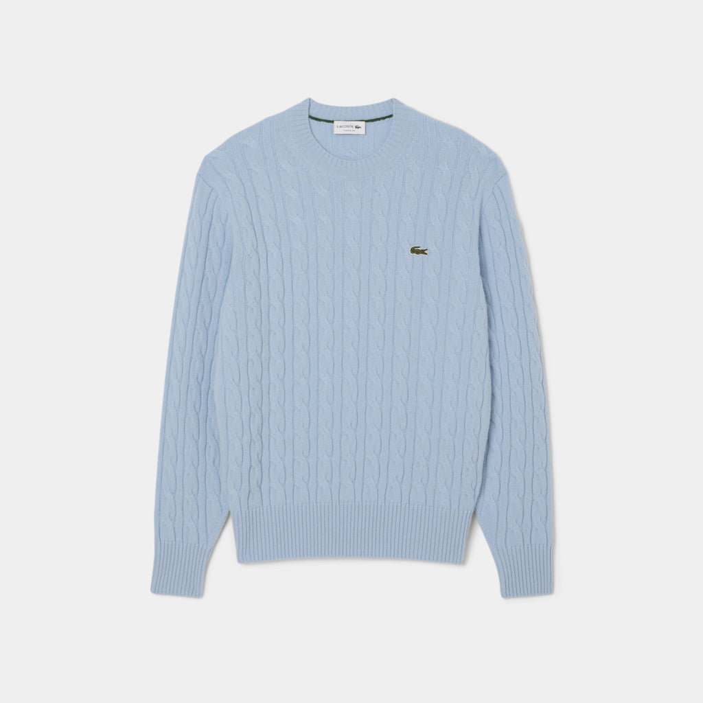 Lacoste Maglia Uomo Lana Con Trecce Celeste Polvere