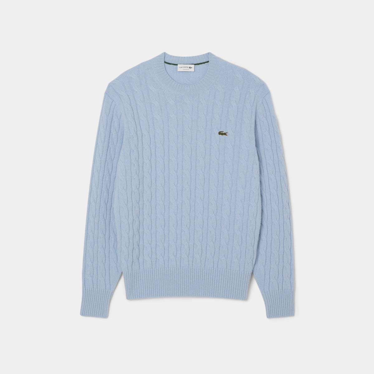 Lacoste Maglia Uomo Lana Con Trecce Celeste Polvere