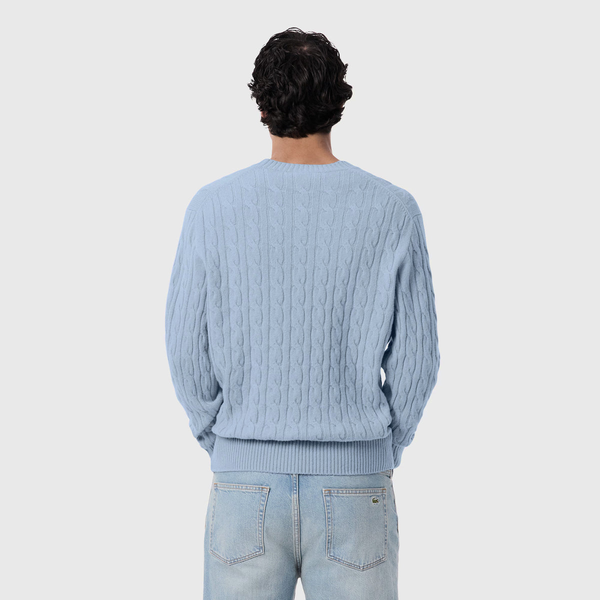 Lacoste Maglia Uomo Lana Con Trecce Celeste Polvere