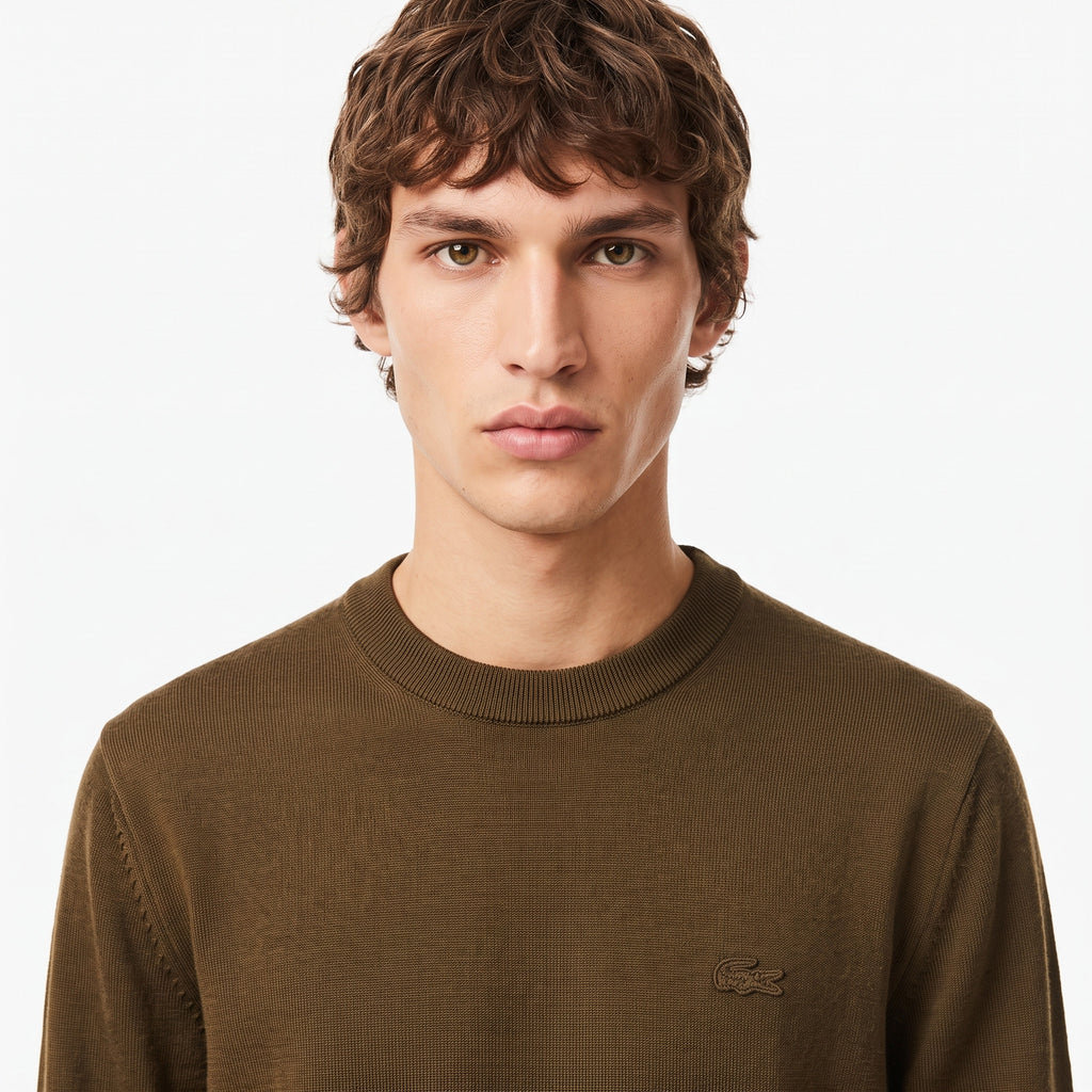 Lacoste Maglia Uomo Lana Merino Marrone Scuro