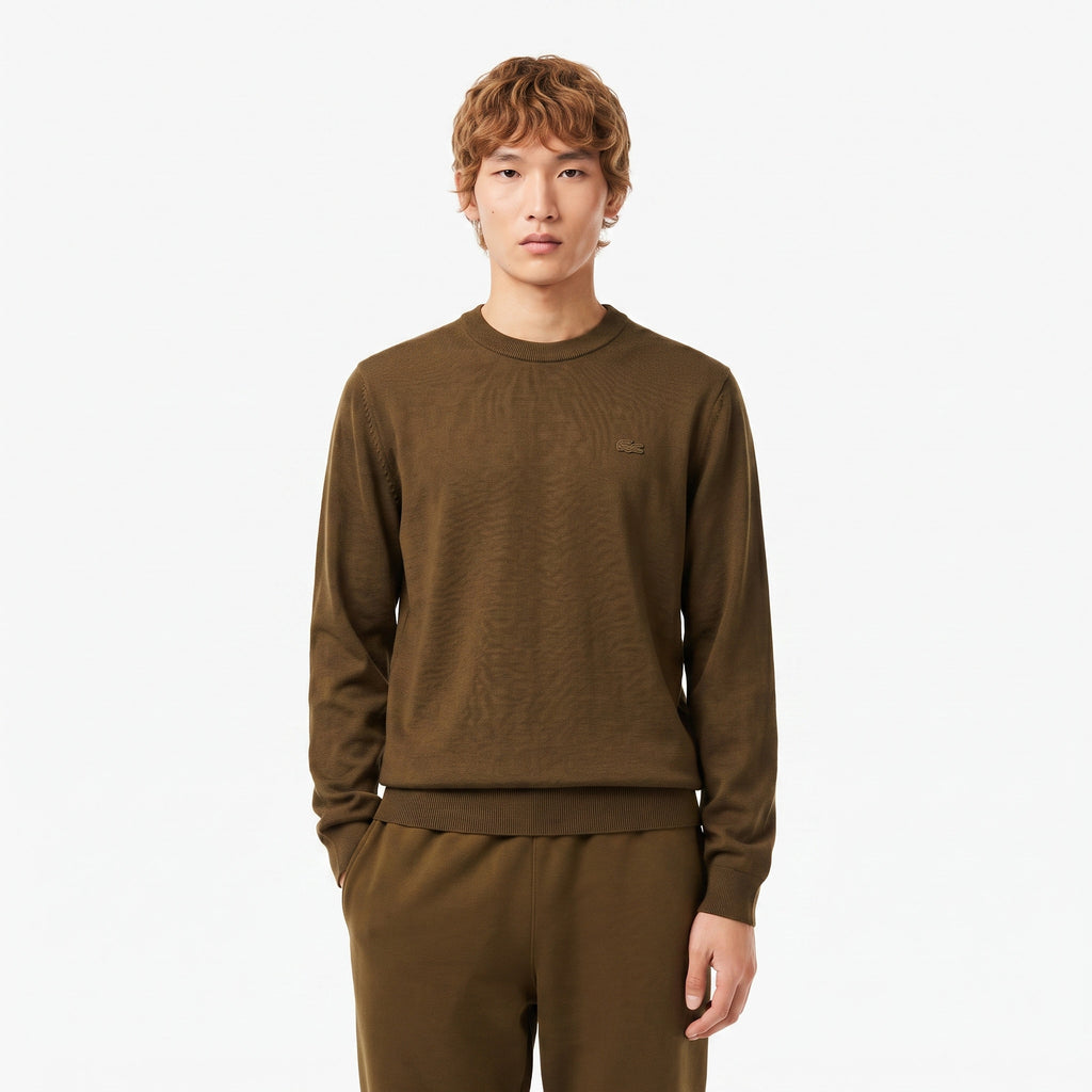 Lacoste Maglia Uomo Lana Merino Marrone Scuro