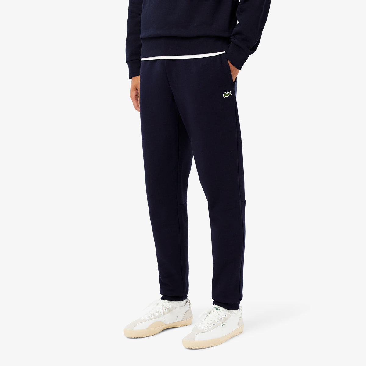 Lacoste Pantaloni In Felpa Uomo Misto Cotone Blu Scuro