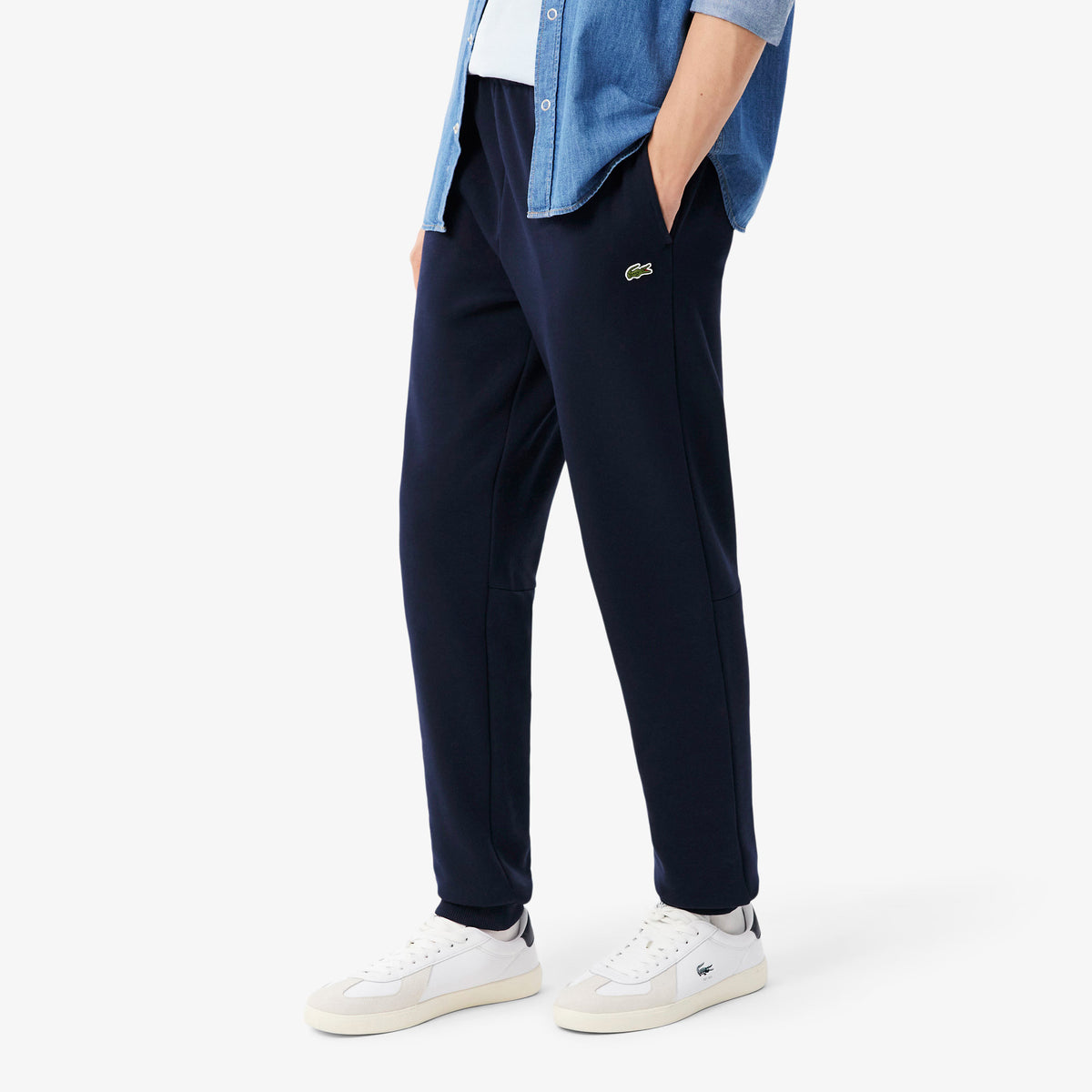 Lacoste Pantaloni In Felpa Uomo Misto Cotone Blu Scuro