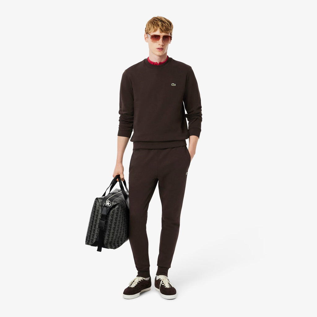 Lacoste Pantaloni In Felpa Uomo Misto Cotone Marrone Scuro