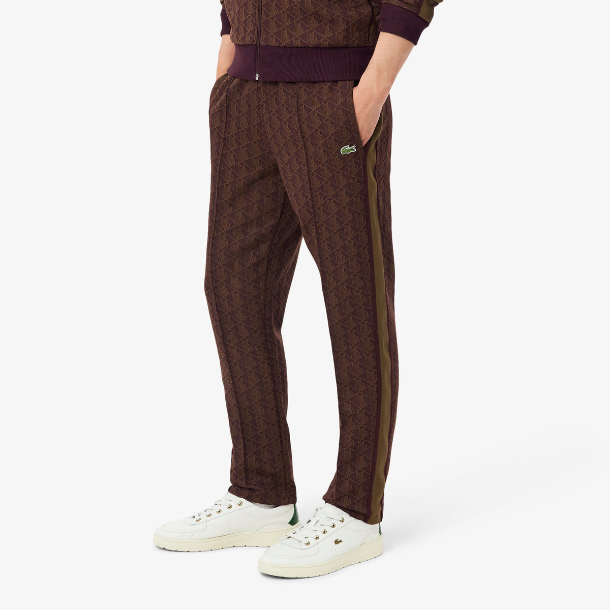 Lacoste Pantaloni Uomo Paris Misto Cotone Marrone Scuro