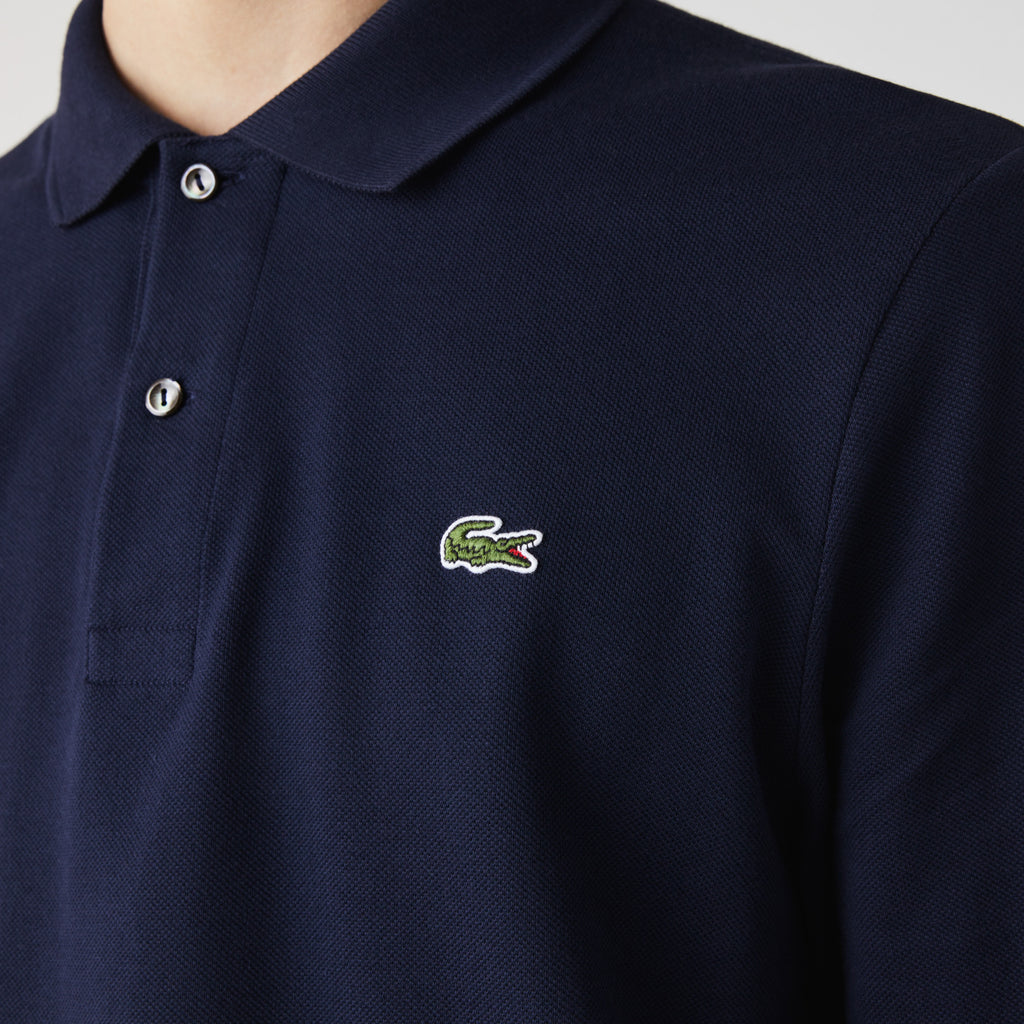 Lacoste Polo Uomo Manica Lunga Piqué Blu Scuro
