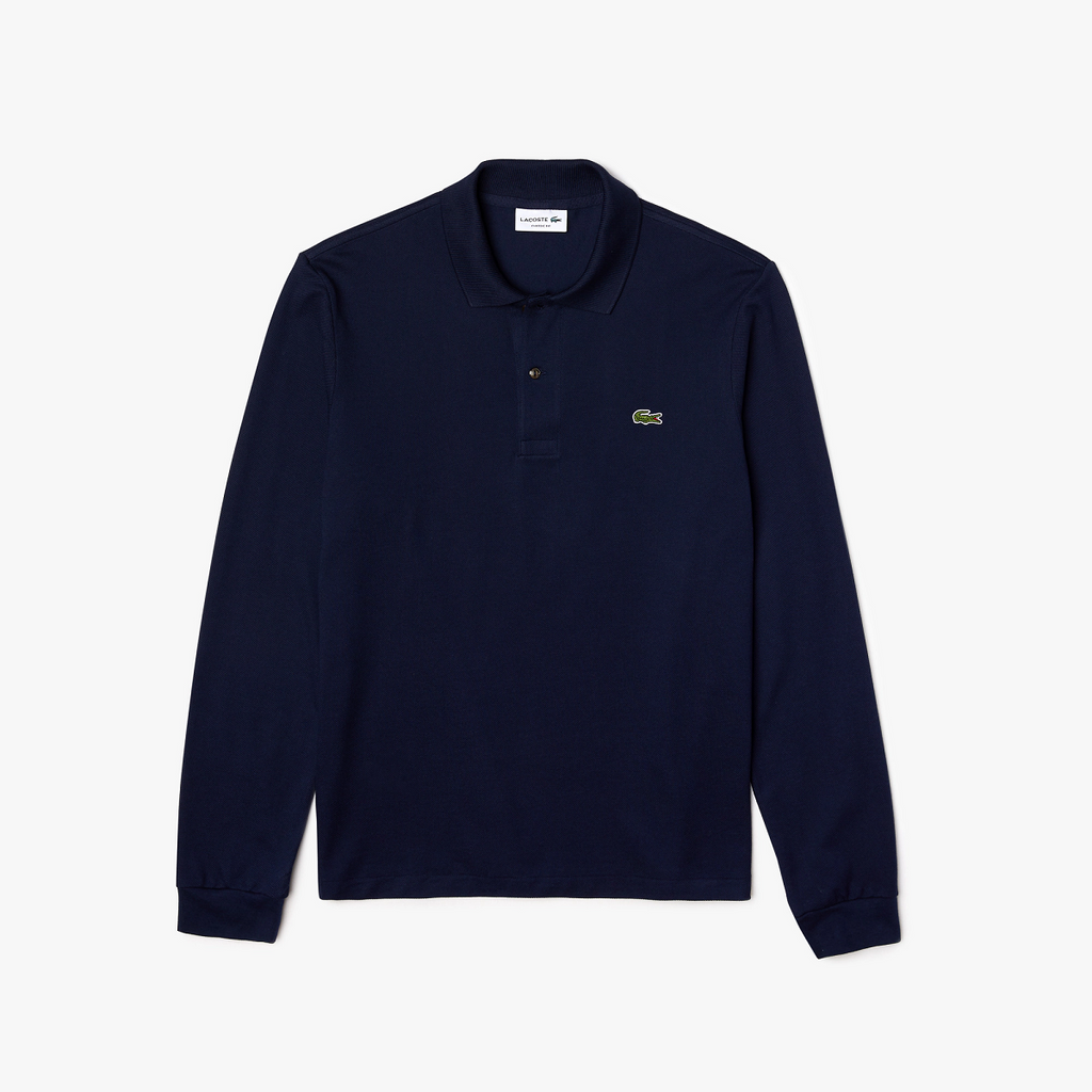Lacoste Polo Uomo Manica Lunga Piqué Blu Scuro