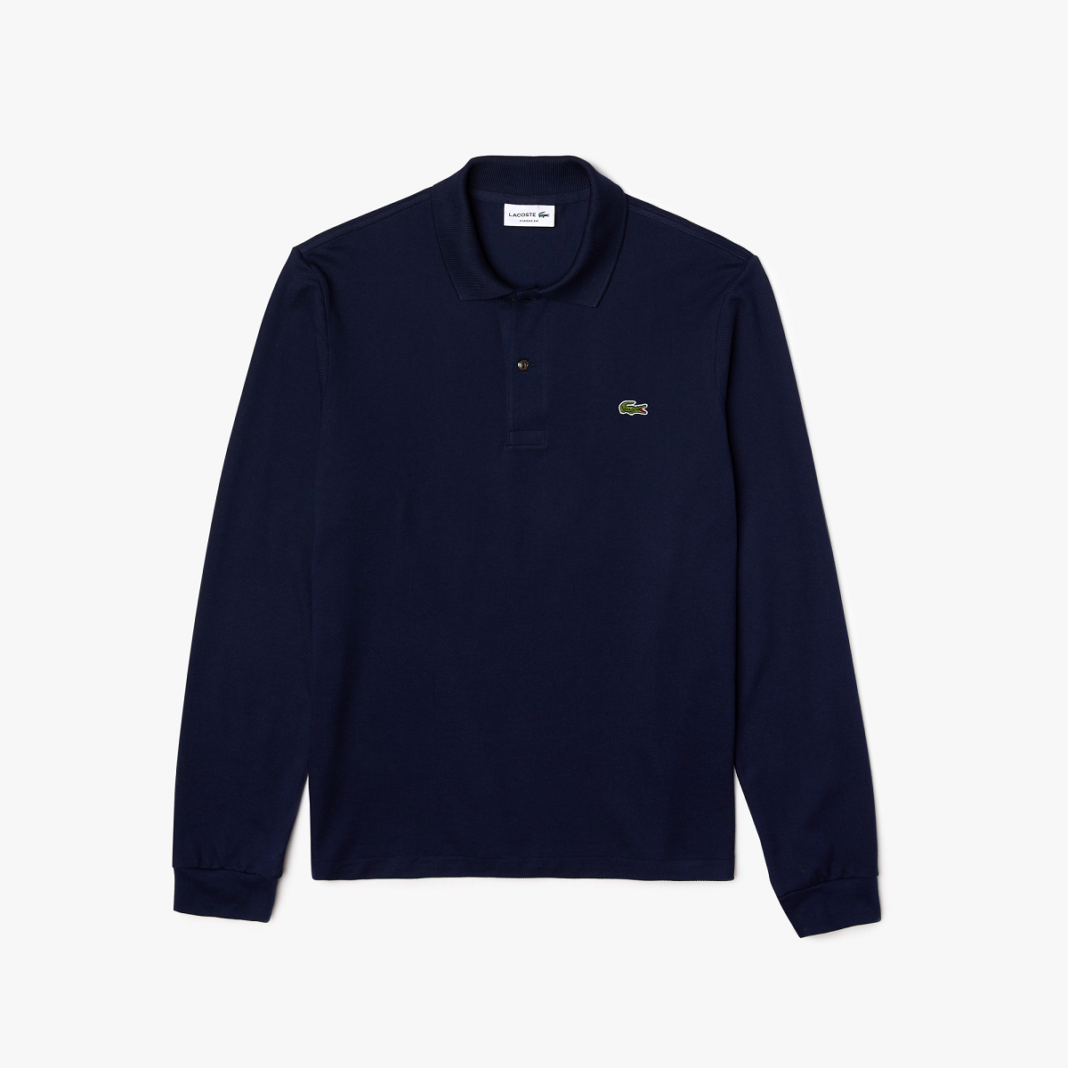 Lacoste Polo Uomo Manica Lunga Piqué Blu Scuro