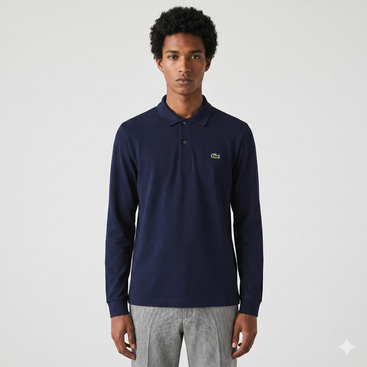 Lacoste Polo Uomo Manica Lunga Piqué Blu Scuro