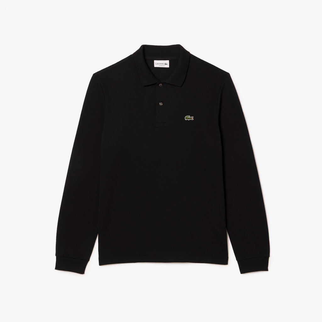 Lacoste Polo Uomo Manica Lunga Piqué Nero