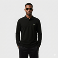 Lacoste Polo Uomo Manica Lunga Piqué Nero