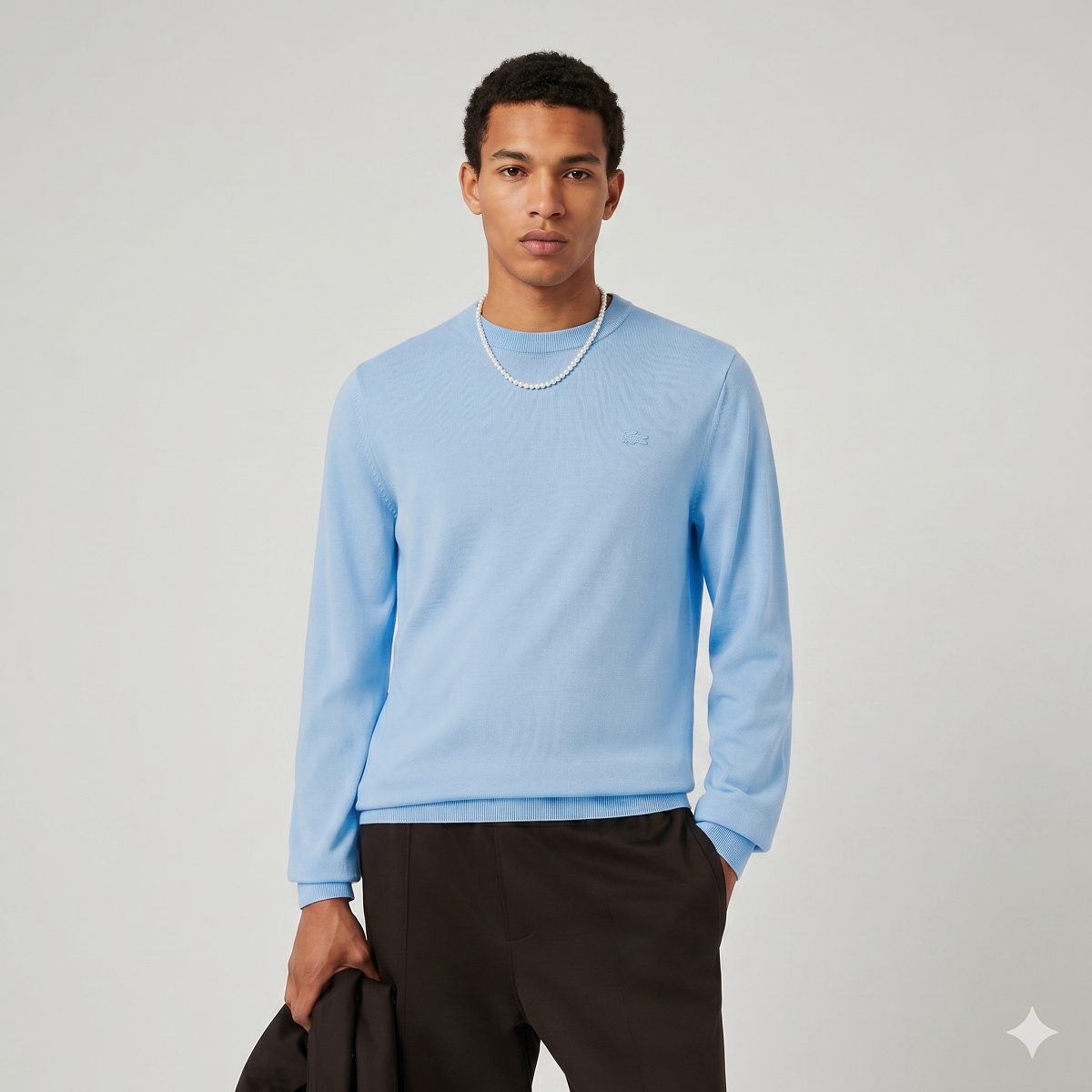 Lacoste Pullover Uomo Lana Merino Celeste Polvere
