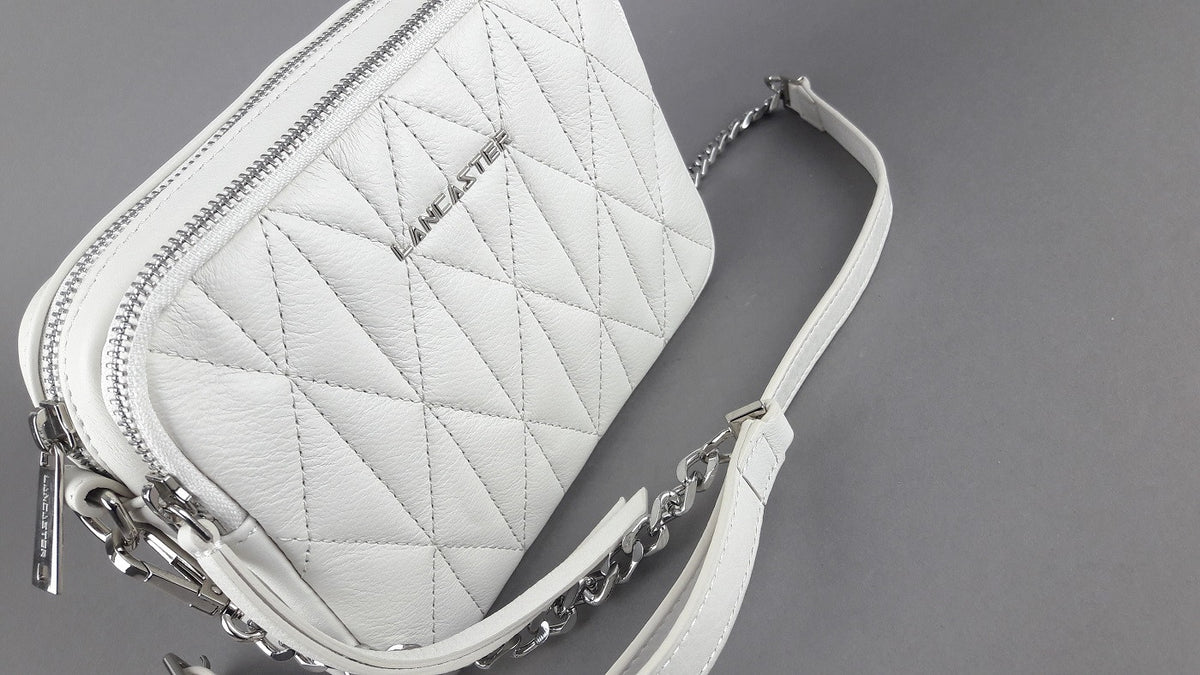 Lancaster Paris Borsa Camera Case Donna Pelle Matelasse Bianco Opaco