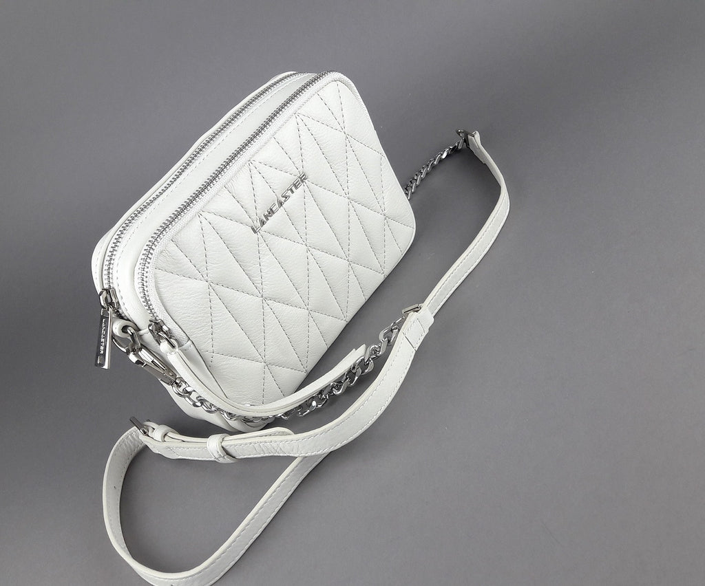 Lancaster Paris Borsa Camera Case Donna Pelle Matelasse Bianco Opaco