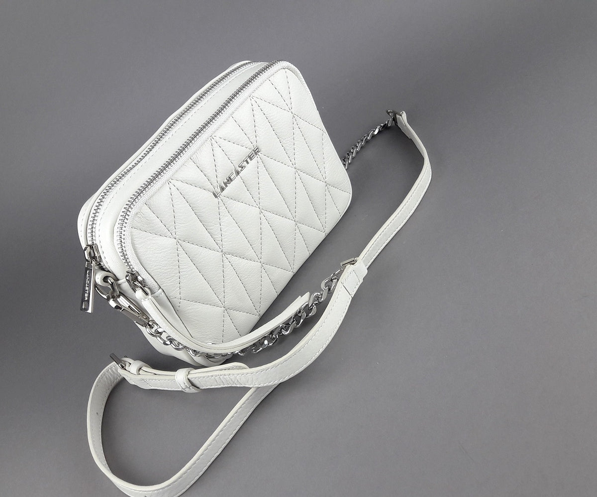 Lancaster Paris Borsa Camera Case Donna Pelle Matelasse Bianco Opaco