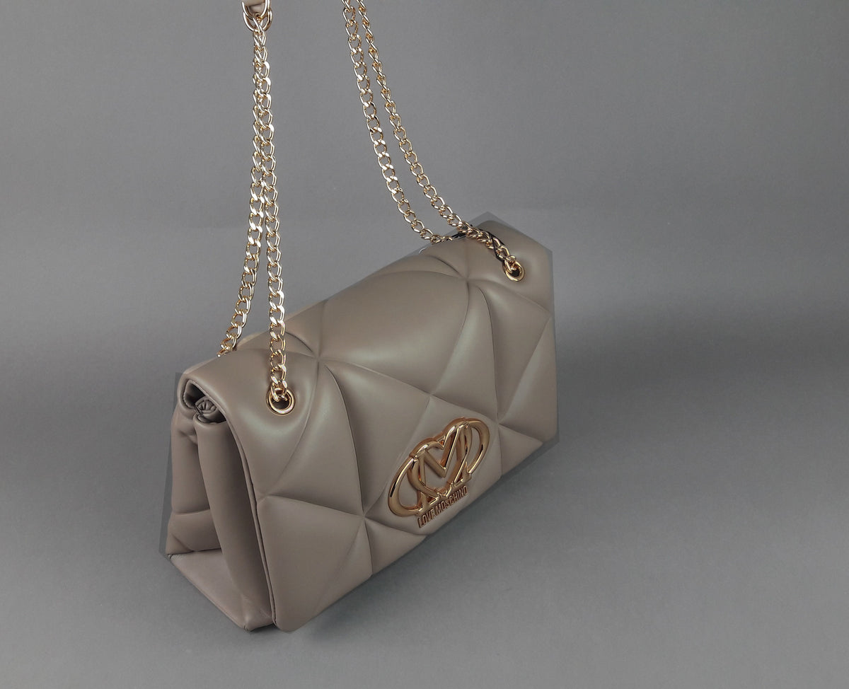 Love Moschino Borsa A Spalla Donna Pu Trapuntato Talpa Scuro