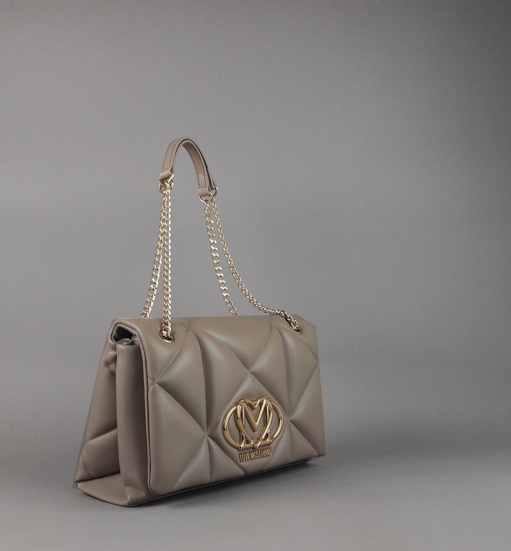 Love Moschino Borsa A Spalla Donna Pu Trapuntato Talpa Scuro