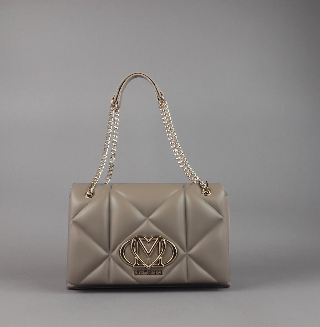 Love Moschino Borsa A Spalla Donna Pu Trapuntato Talpa Scuro