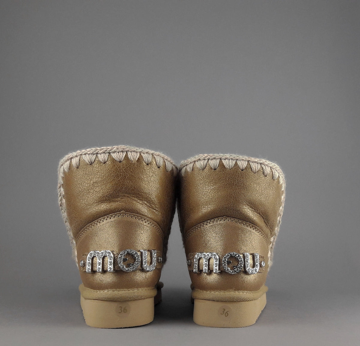 Mou Eskimo 18 Donna Montone Double-Face Metal Cracked Marrone Chiaro
