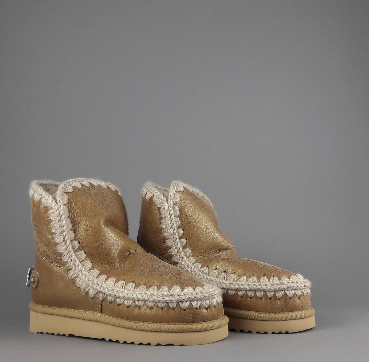 Mou Eskimo 18 Donna Montone Double-Face Metal Cracked Marrone Chiaro