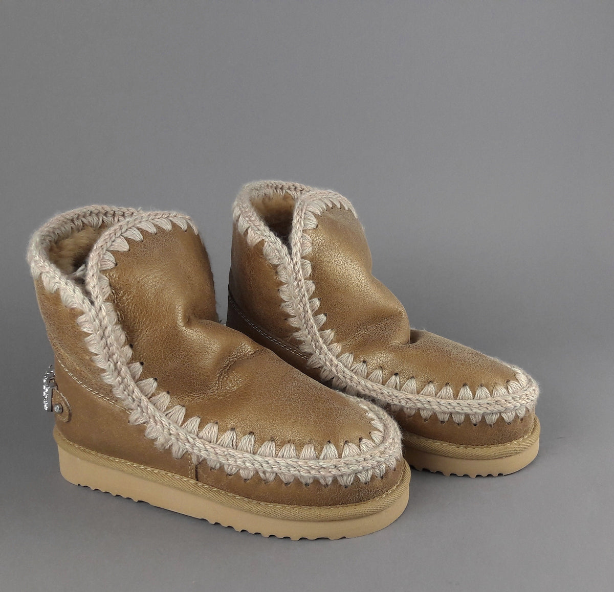 Mou Eskimo 18 Donna Montone Double-Face Metal Cracked Marrone Chiaro