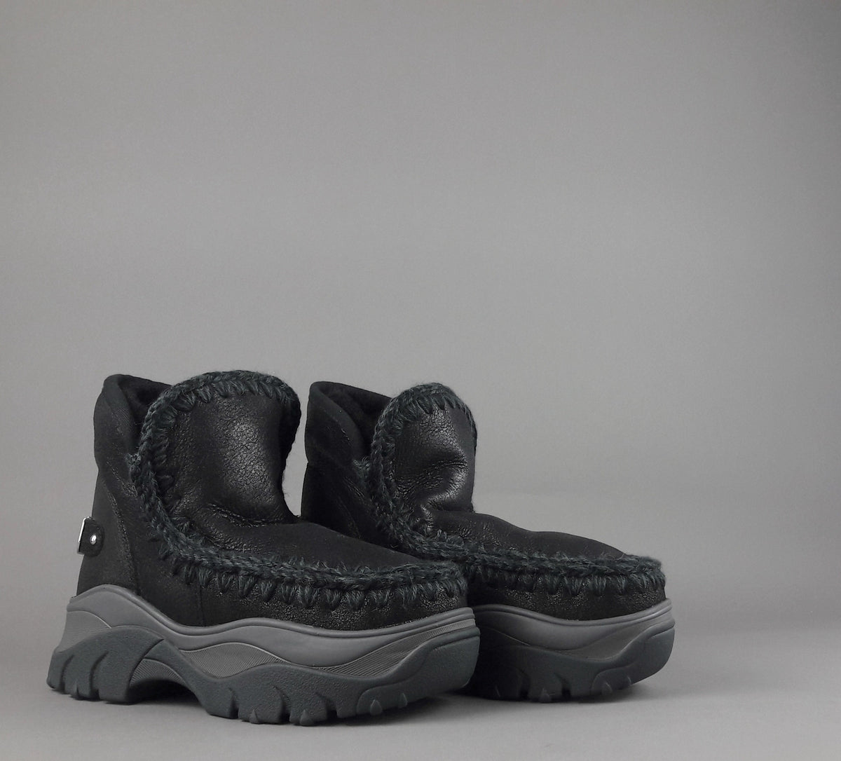 Mou Eskimo Chunky Sneakers Donna Montone Double-Face Metal Cracked Nero